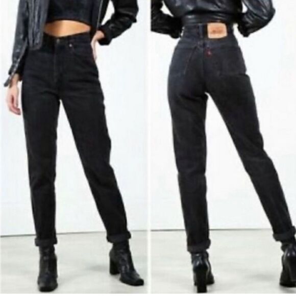 VTG Levi’s 550 Black Relaxed Fit Tapered Leg Straight Jeans size 11 juniors - Picture 1 of 4